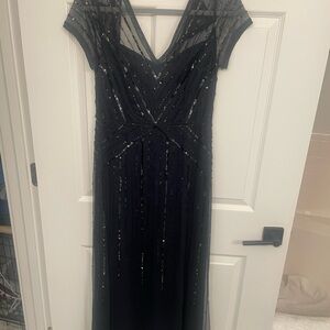 Adrianna Papell Black Sequin Maxi Dress size 10